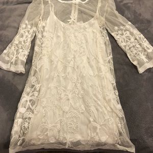 White Embroidered Dragon Fly/Flower/Skull Dress